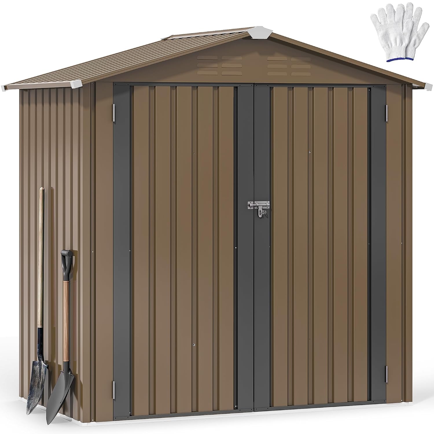 Outdoor Furniture Heavy Duty - 6x4ft Metal Outdoor Storage Shed, Waterproof