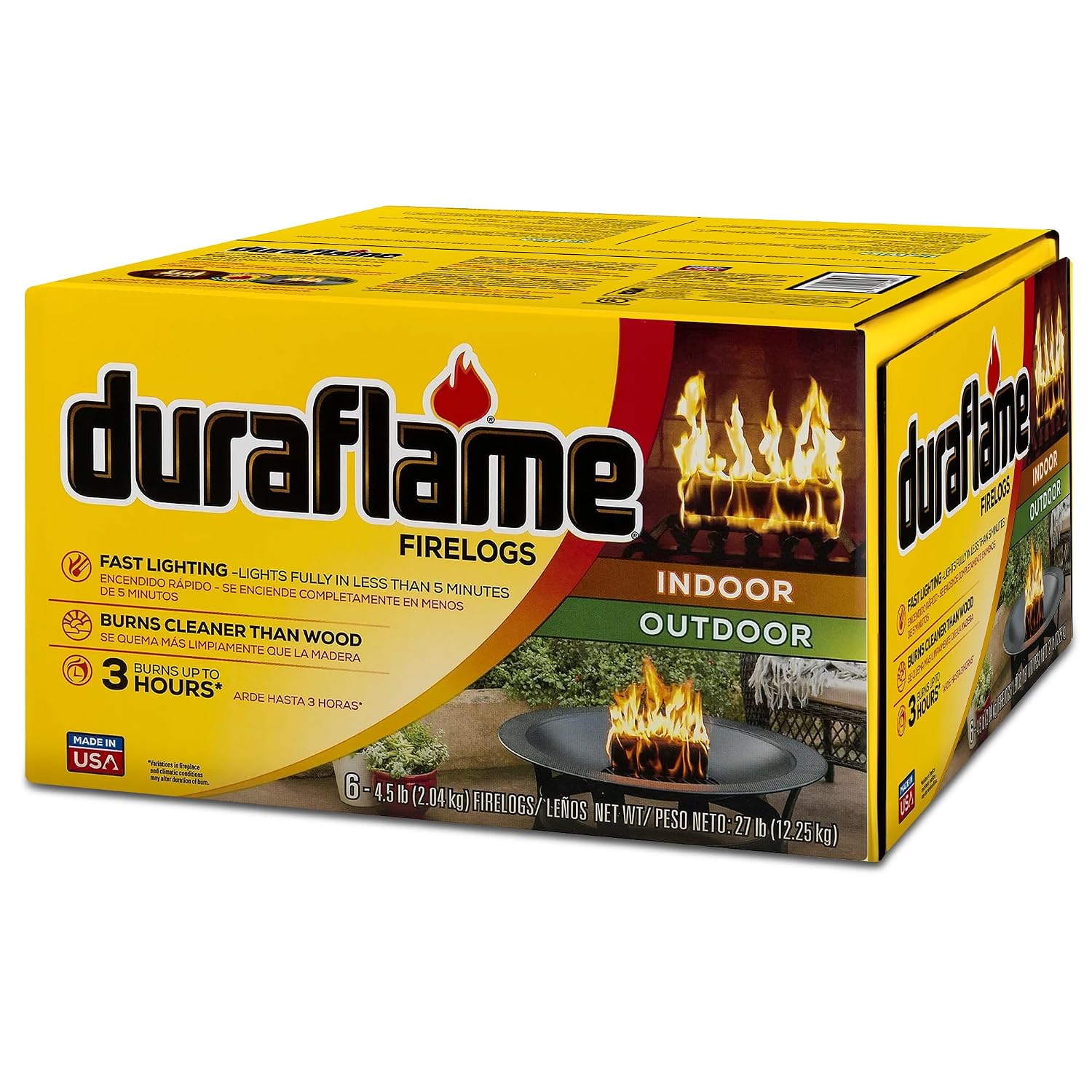 Outdoor Furniture Fire Pit - 6-Pack Indoor/Outdoor Logs for Fireplace &