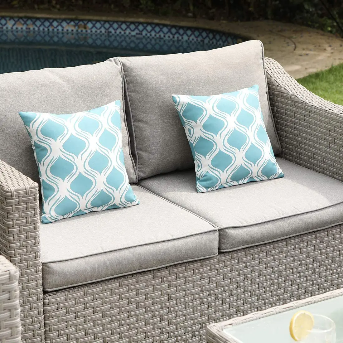 Outdoor Furniture Fire Pit - -Outdoor Furniture 5-Piece Wicker Sectional Sofa