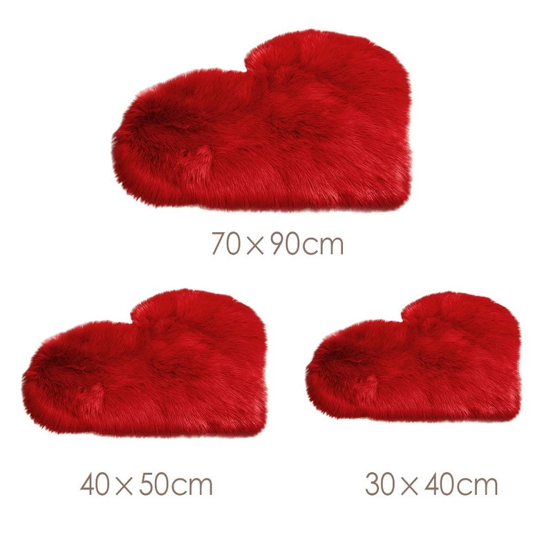 Outdoor Furniture Cafe - Furry Solid Color Heart Rug Bedroom