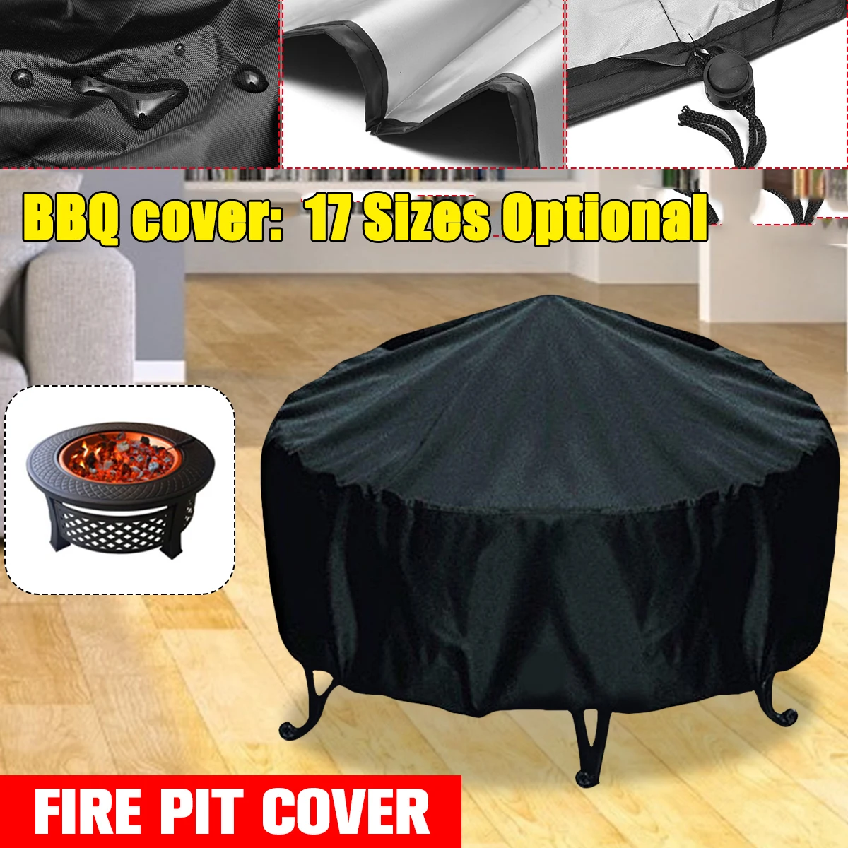 Outdoor Furniture Fire Pit - Waterproof Patio Fire Pit Cover Black