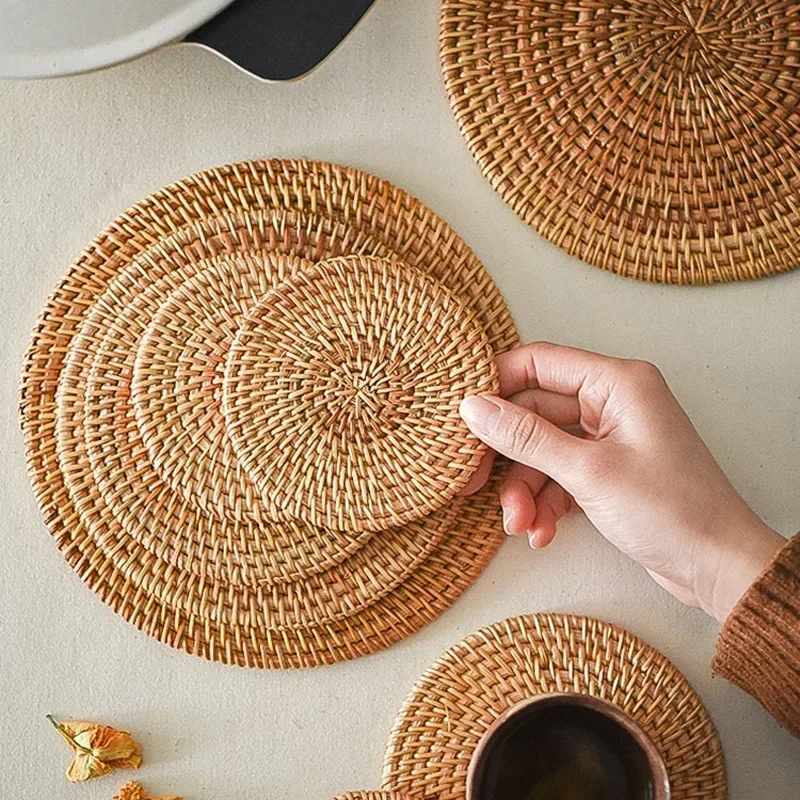 Handmade Round Rattan Coasters - Outdoor Furniture Cafe 评论和价格