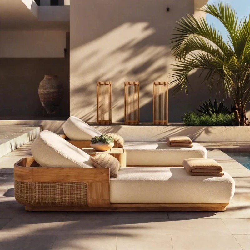 Sun Beach Lounge Chair & Daybe - Outdoor Furniture Teak Wood 评论和价格