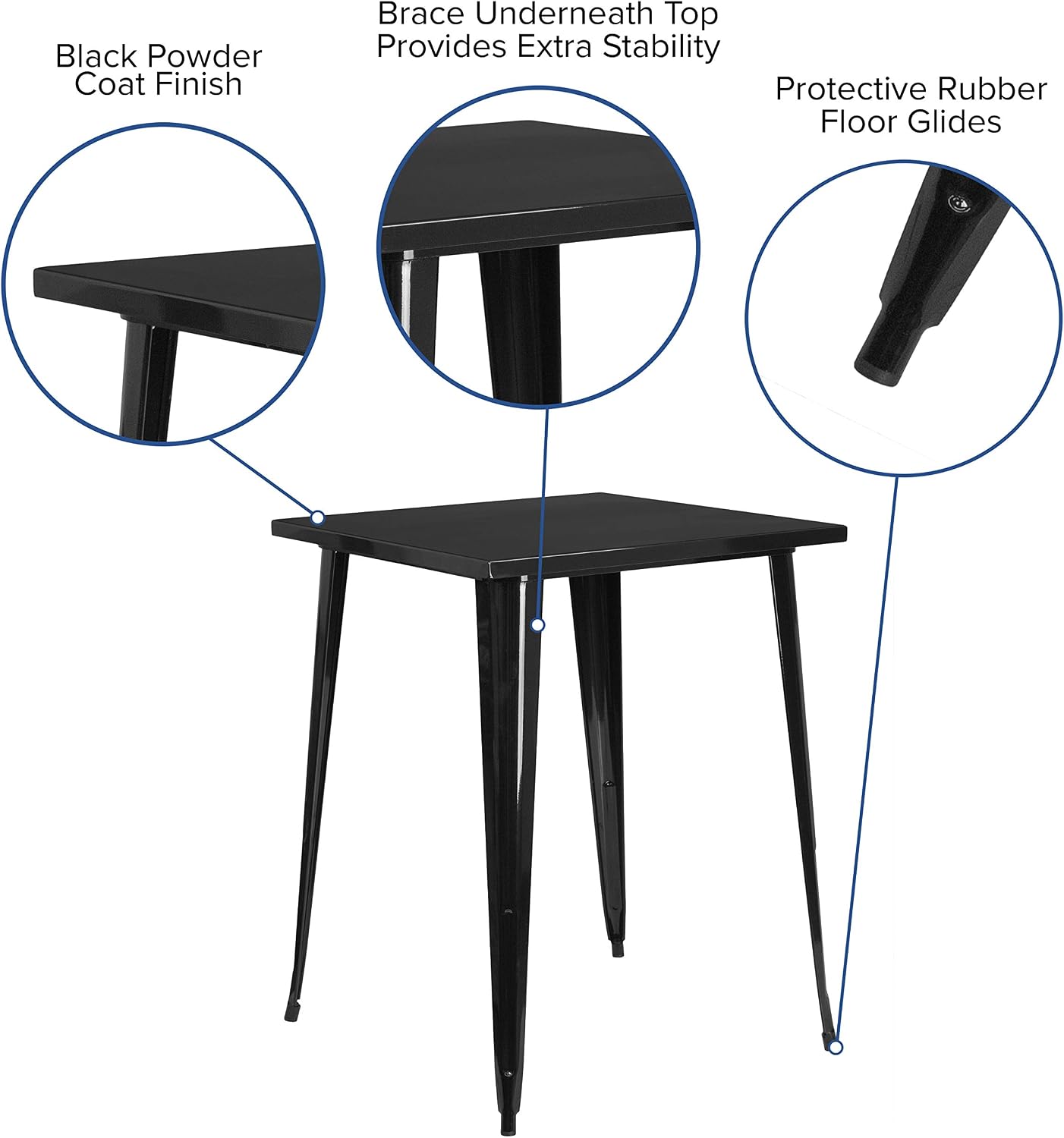 Commercial Grade Square Black  - Outdoor Furniture Cafe 评论和价格
