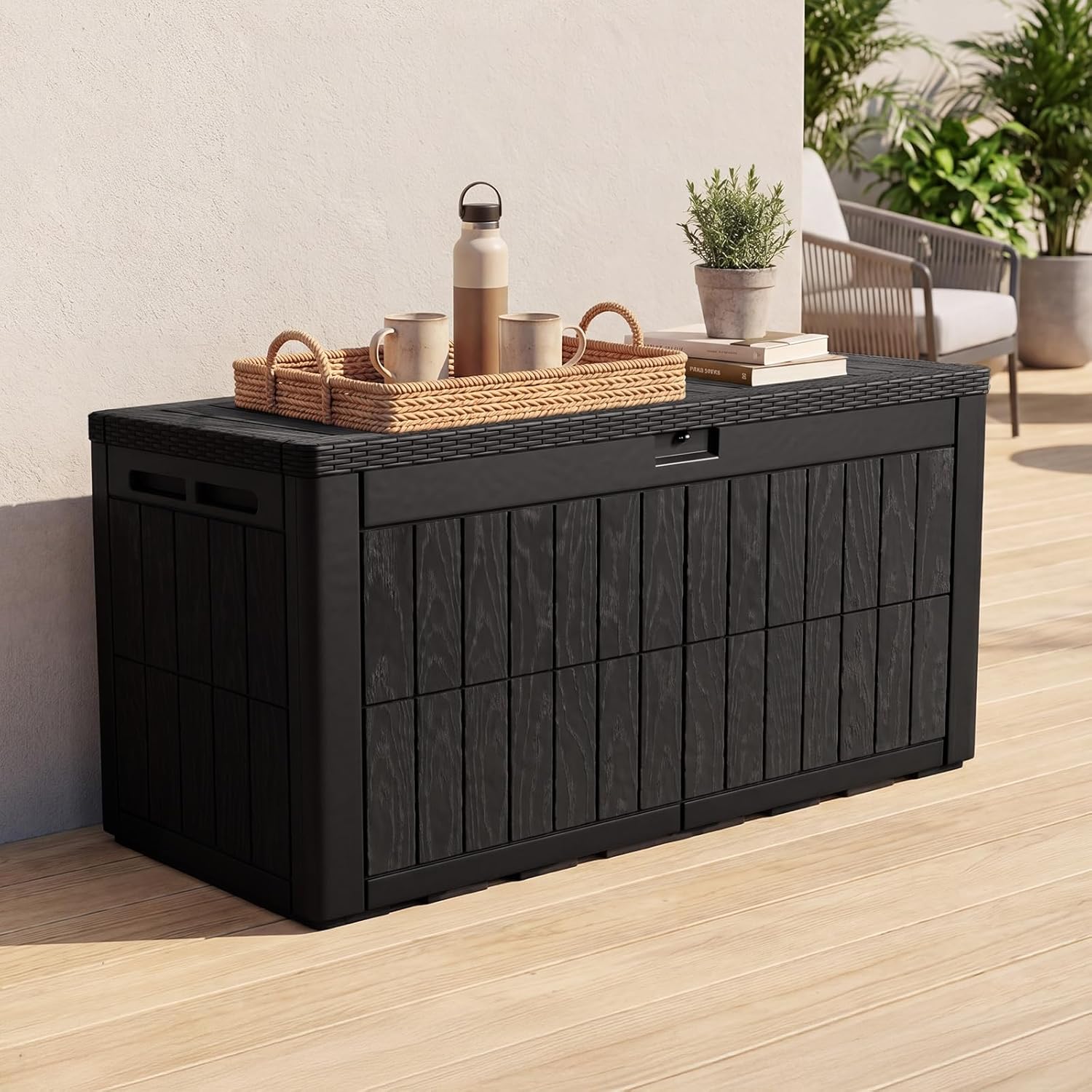 120 Gallon Resin Deck Box, Wea - Outdoor Furniture Heavy Duty 评论和价格