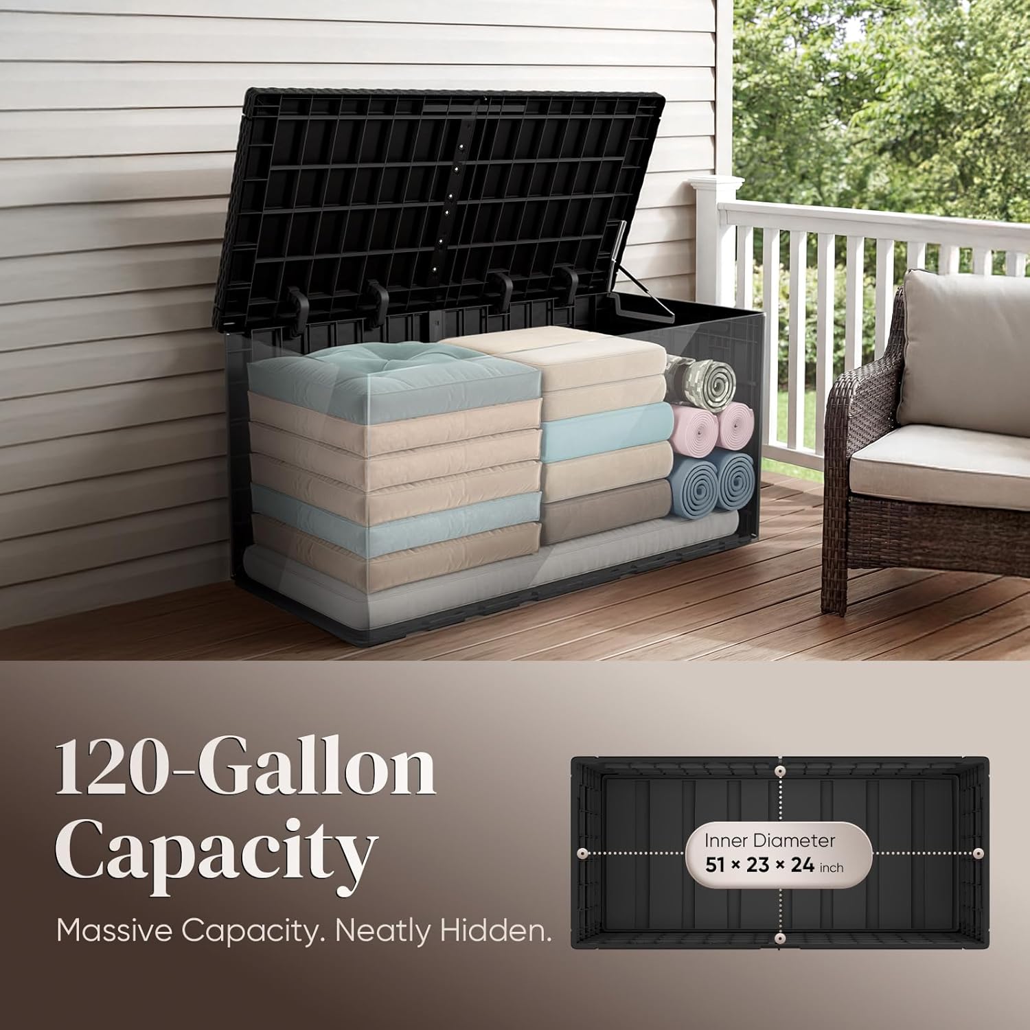 120 Gallon Resin Deck Box, Wea - Outdoor Furniture Heavy Duty 评论和价格