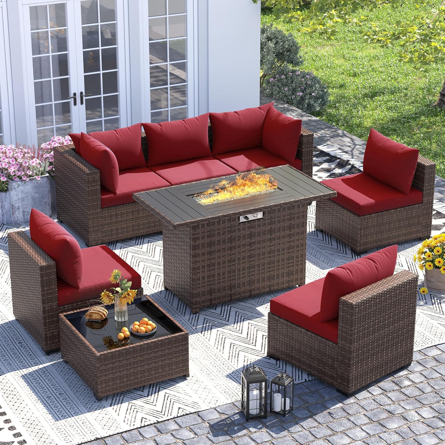8pc All-Weather Wicker Section - Outdoor Furniture Fire Pit 评论和价格