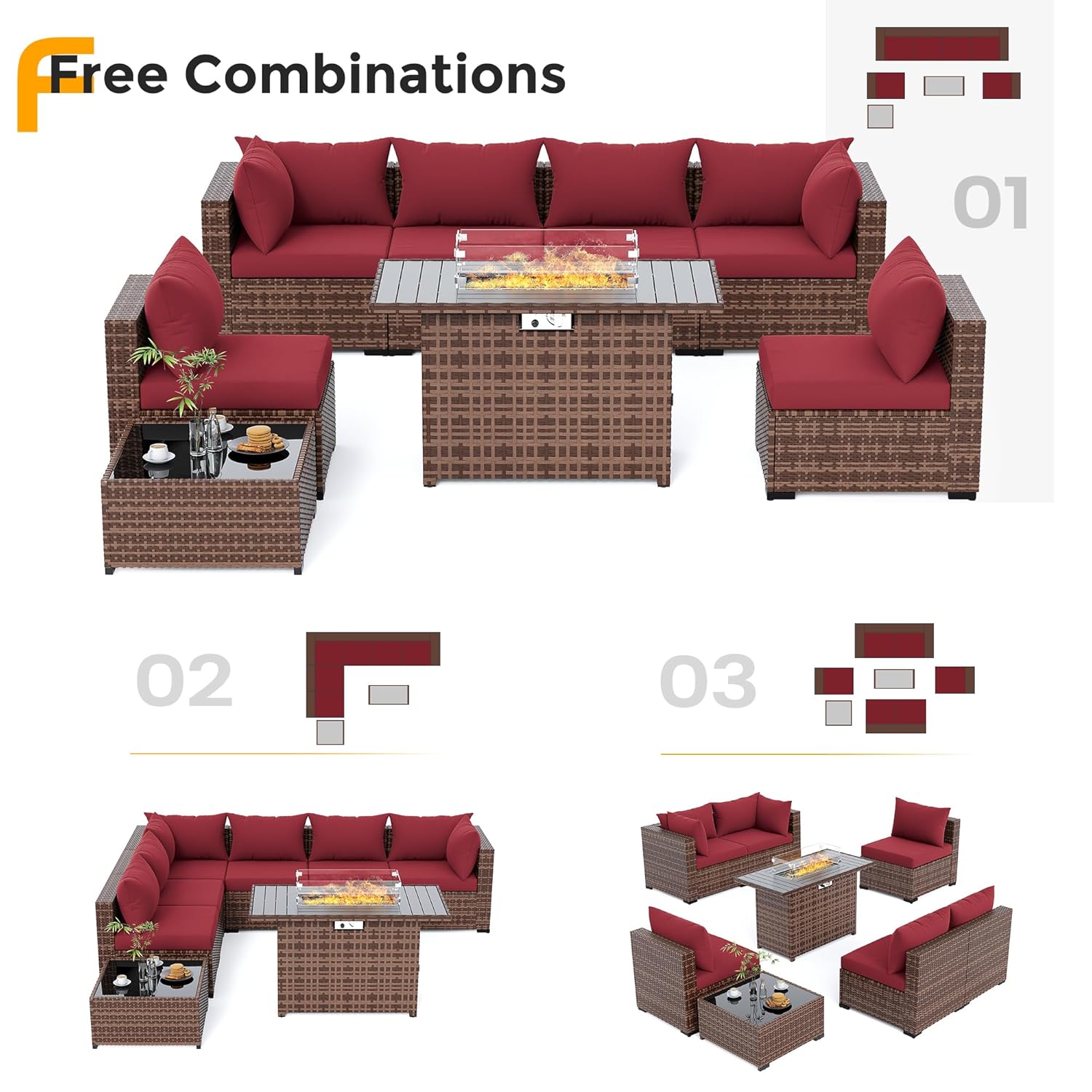 8pc All-Weather Wicker Section - Outdoor Furniture Fire Pit 评论和价格