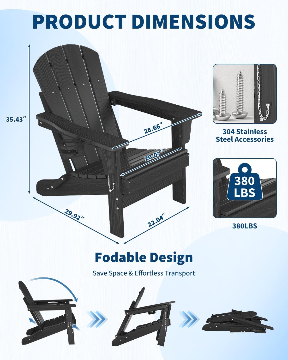 Folding Adirondack Chair HDPE  - Outdoor Furniture Fire Pit 评论和价格