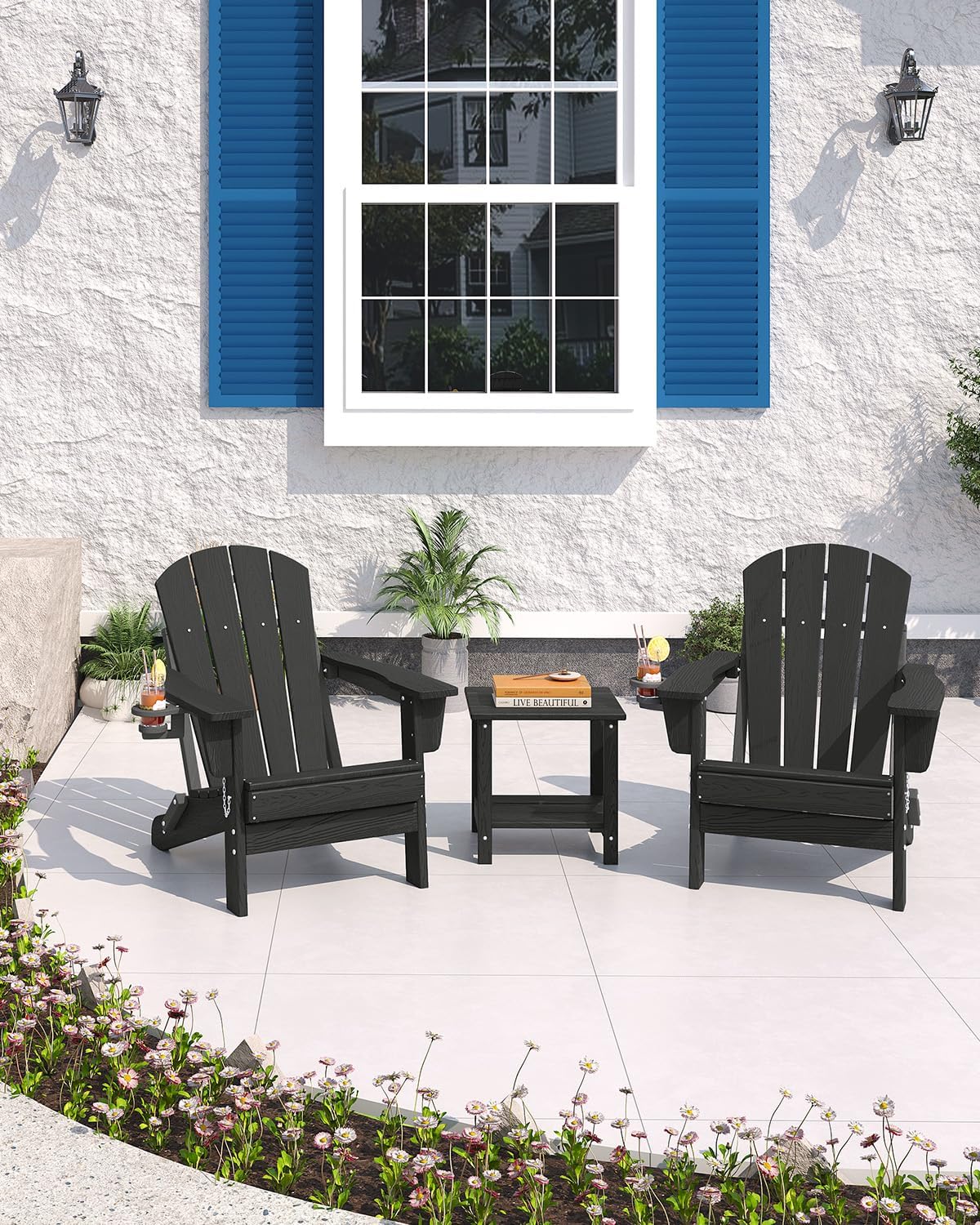 Folding Adirondack Chair HDPE  - Outdoor Furniture Fire Pit 评论和价格