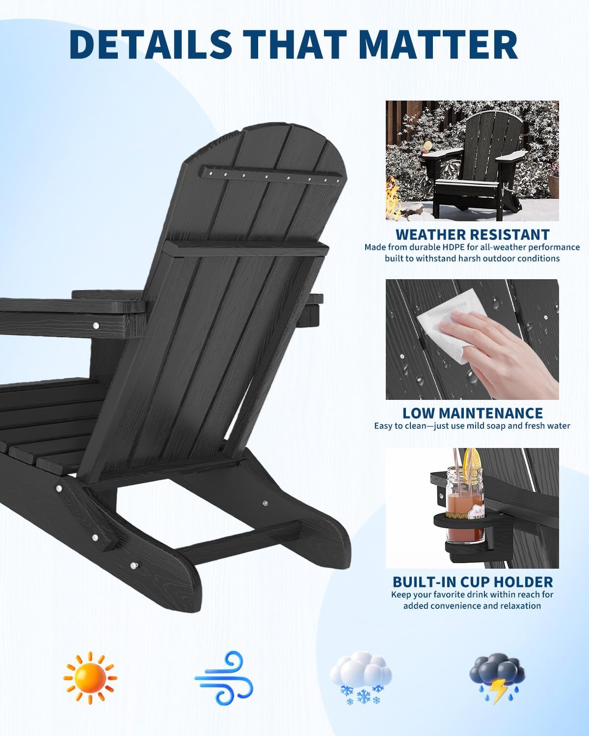 Folding Adirondack Chair HDPE  - Outdoor Furniture Fire Pit 评论和价格