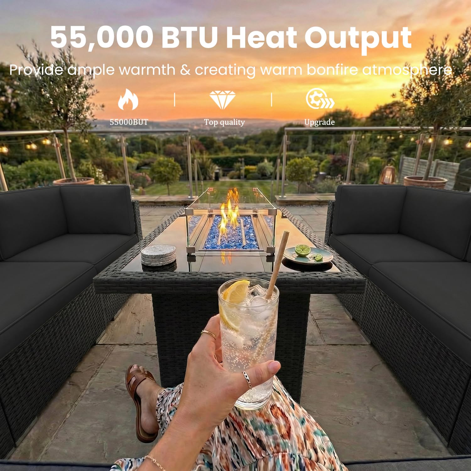 8 Pieces Patio Furniture Set w - Outdoor Furniture Fire Pit 评论和价格