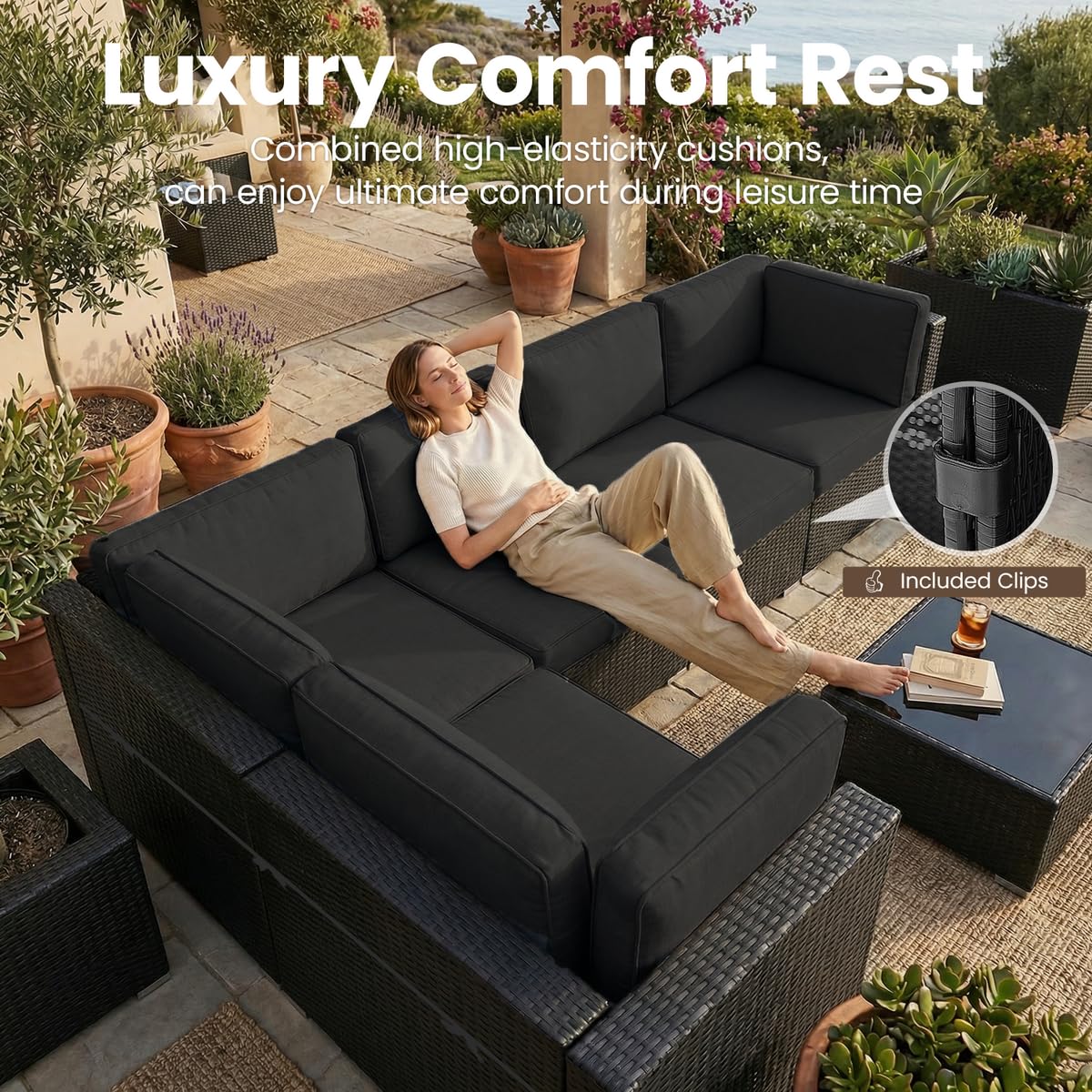 8 Pieces Patio Furniture Set w - Outdoor Furniture Fire Pit 评论和价格