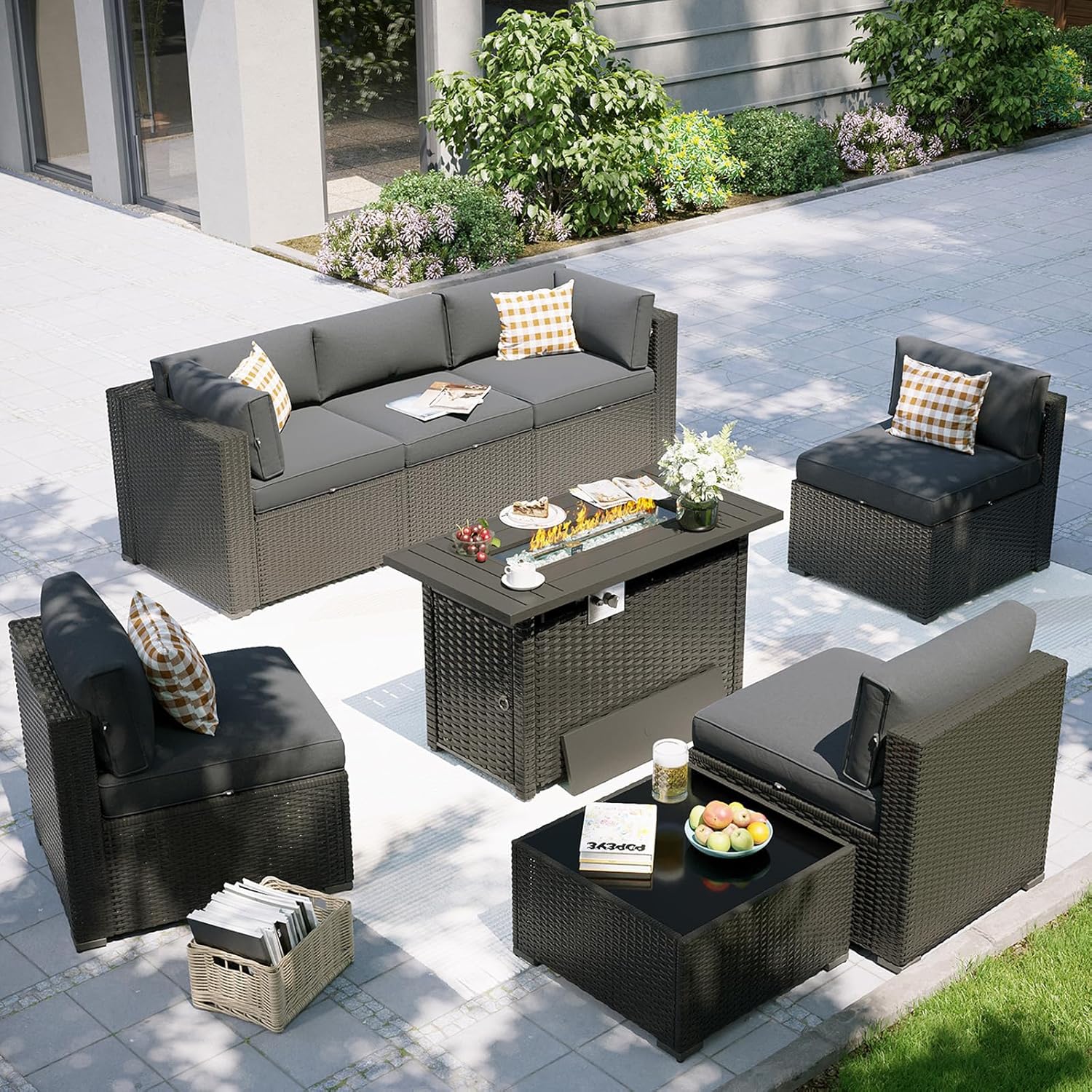 Patio Furniture Set with Fire  - Outdoor Furniture Fire Pit 评论和价格