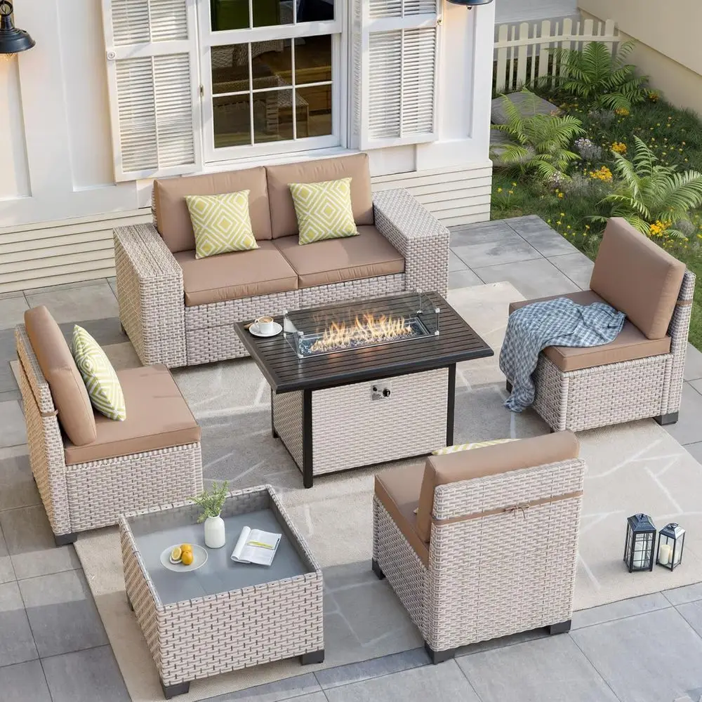7-Piece Outdoor Patio Furnitur - Outdoor Furniture Fire Pit 评论和价格