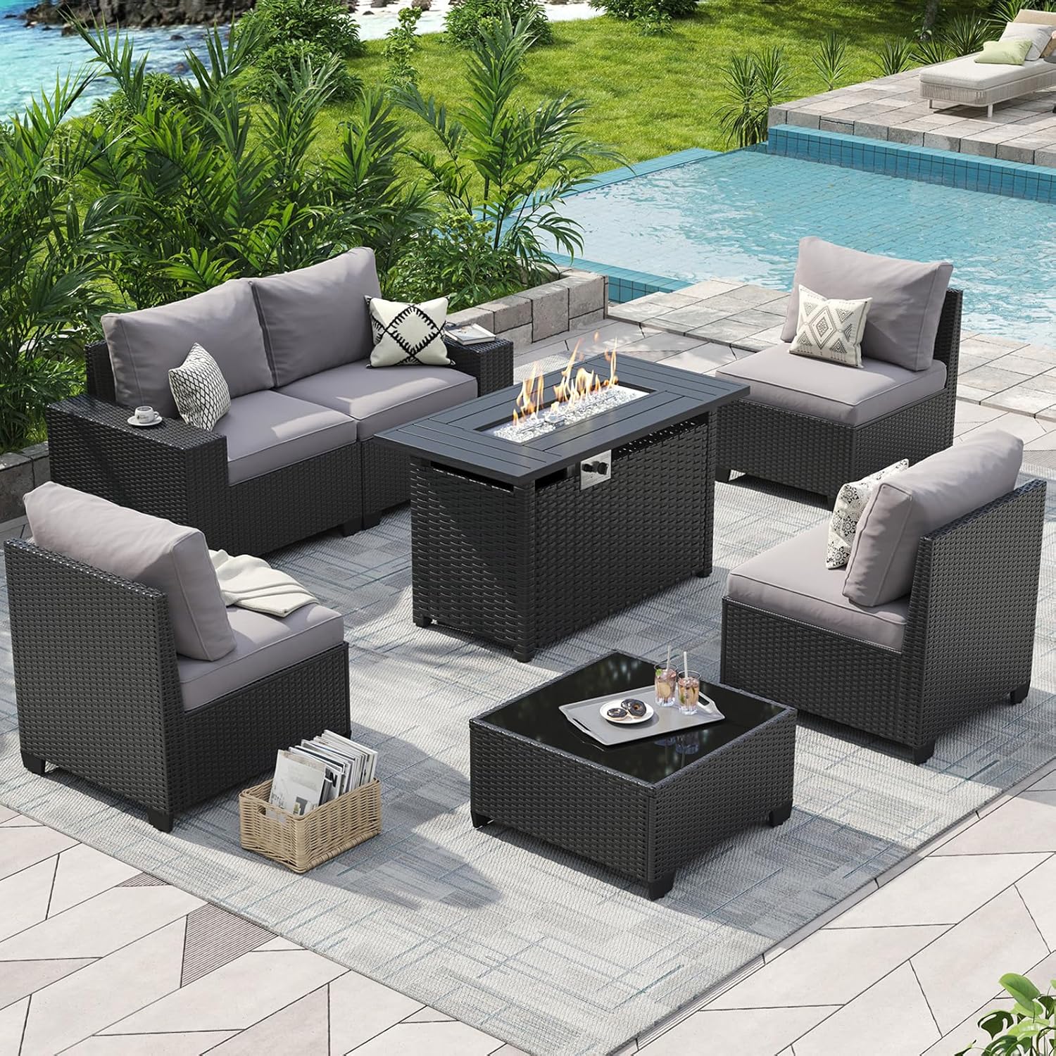 Outdoor Patio Furniture Set wi - Outdoor Furniture Fire Pit 评论和价格