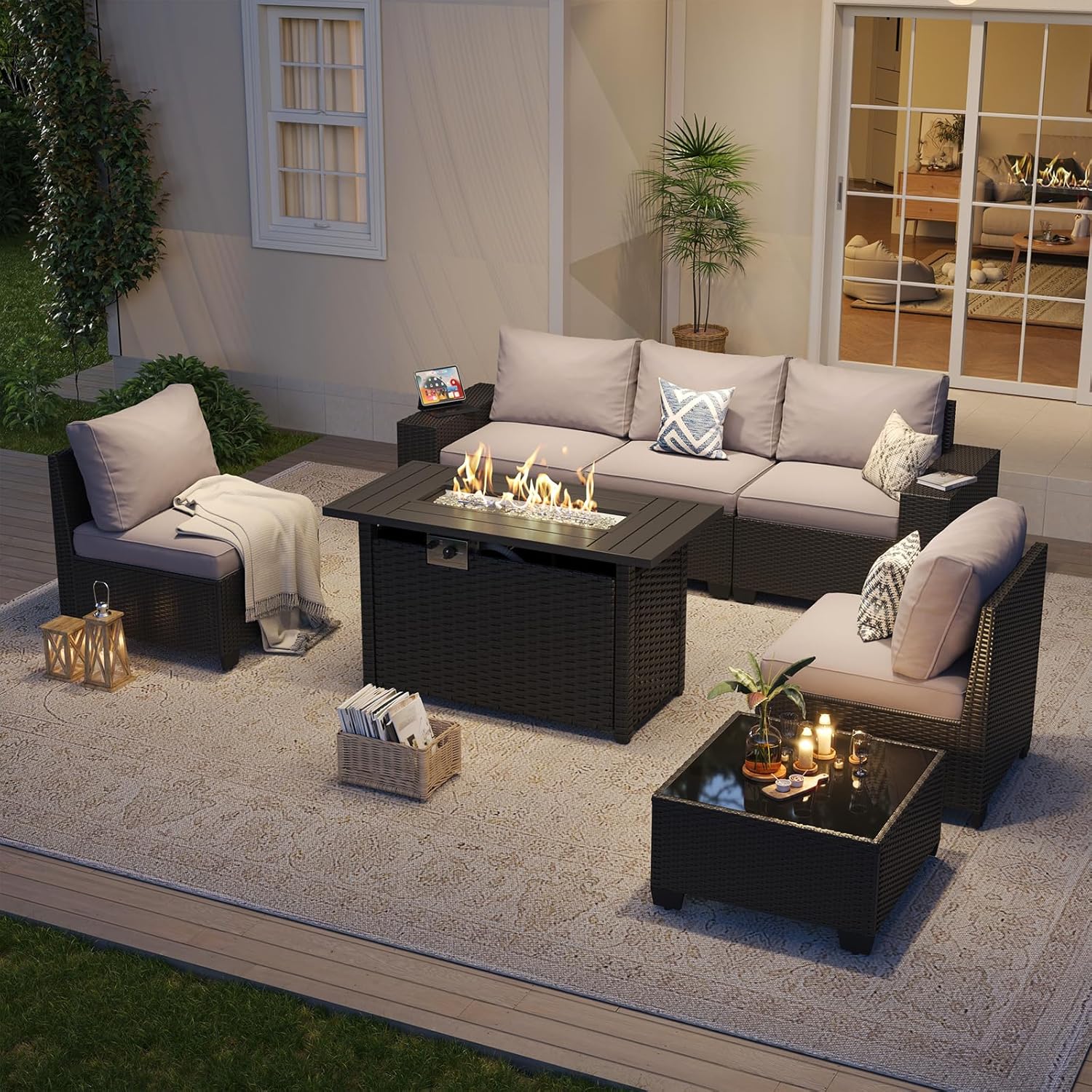 Outdoor Patio Furniture Set wi - Outdoor Furniture Fire Pit 评论和价格