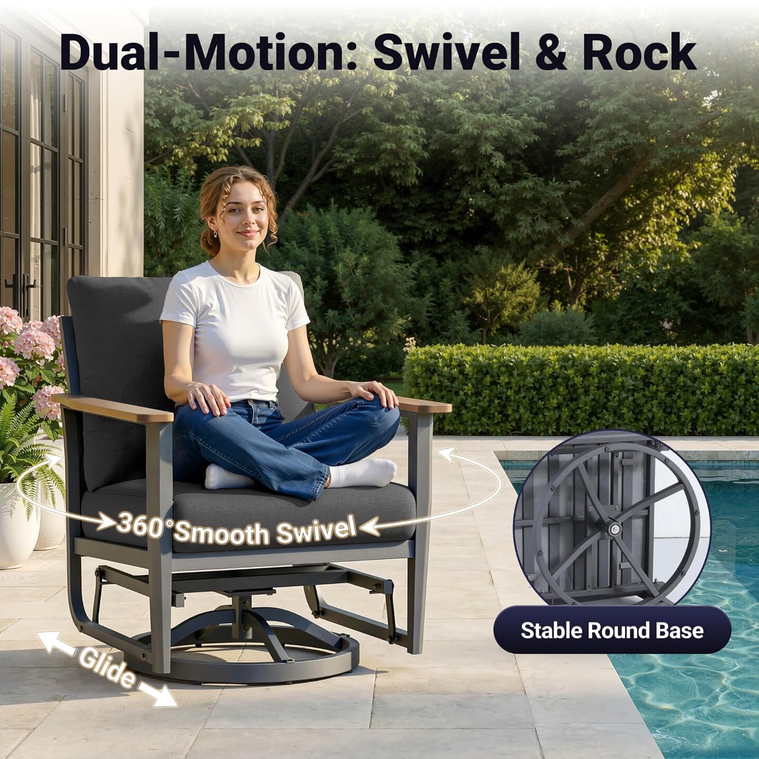 5pc Aluminum Patio Set Swivel  - Outdoor Furniture Fire Pit 评论和价格