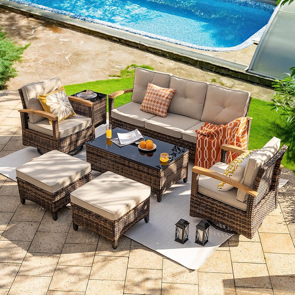 7 Pieces Patio Furniture Sets, - Outdoor Furniture Material 评论和价格