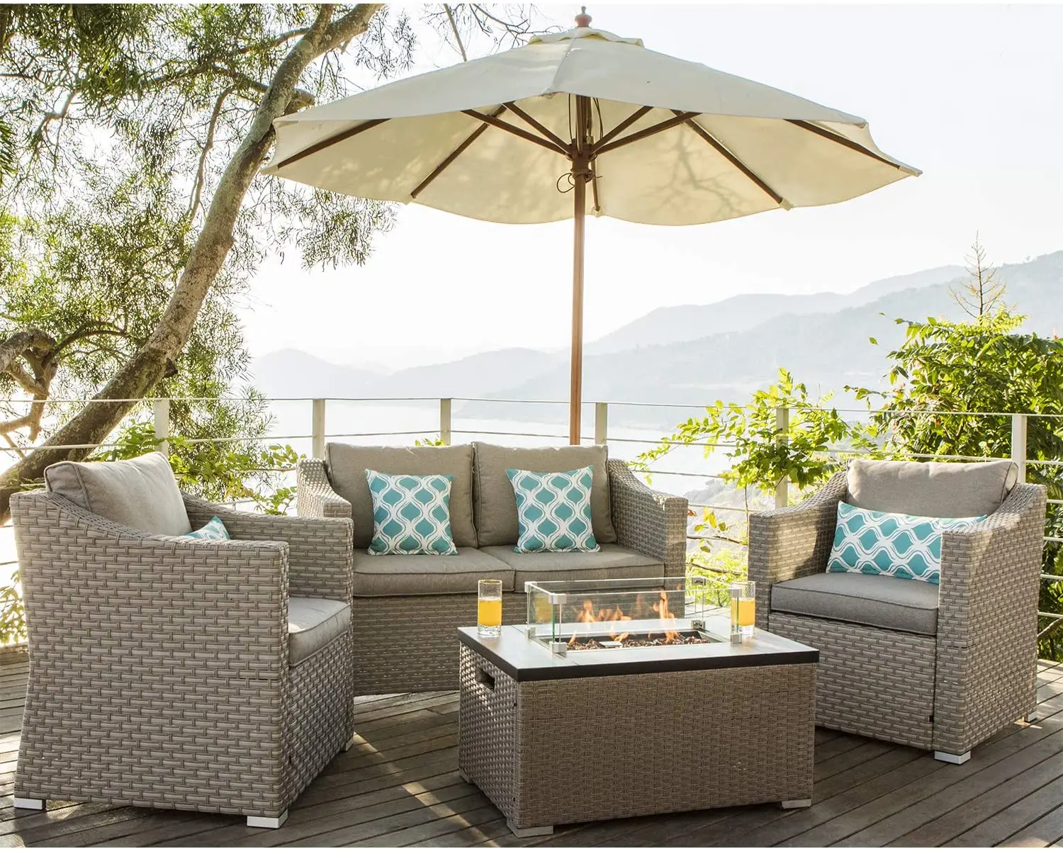 -Outdoor Furniture 5-Piece Wic - Outdoor Furniture Fire Pit 评论和价格