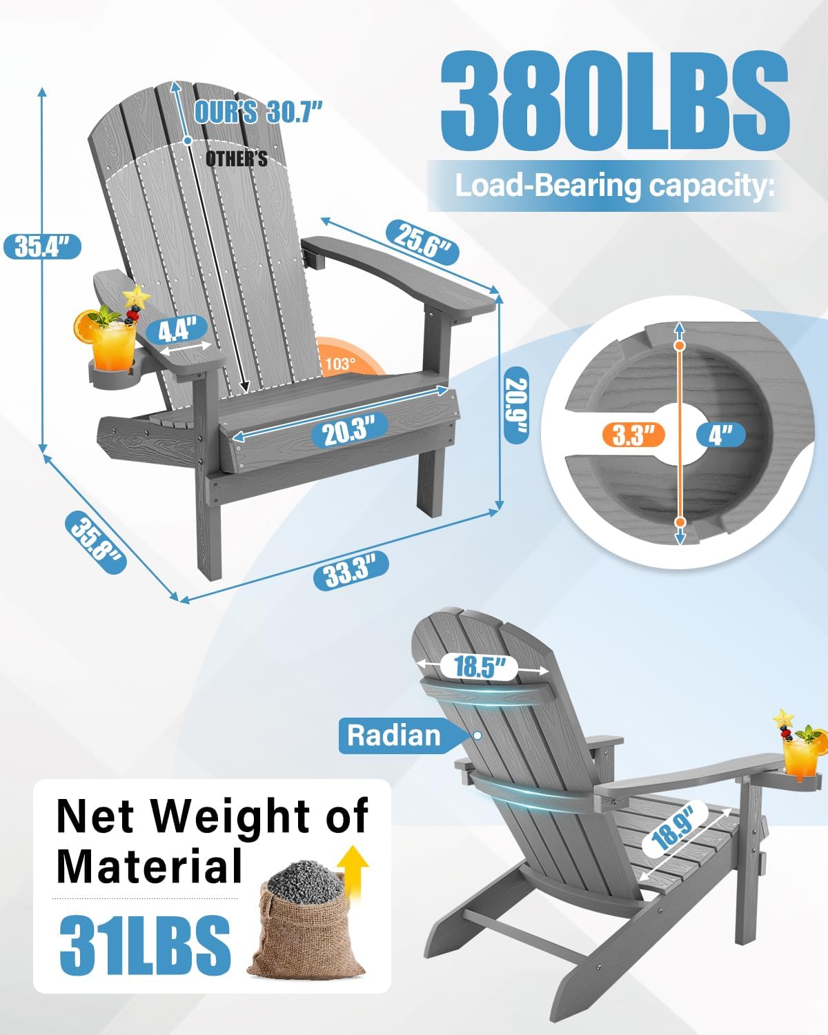 Weather Resistant Adirondack C - Outdoor Furniture Fire Pit 评论和价格