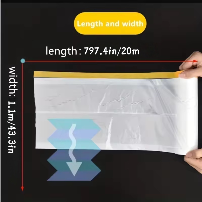 1roll Taped Masking Film Plast - Outdoor Furniture Fabric Waterproof 评论和价格