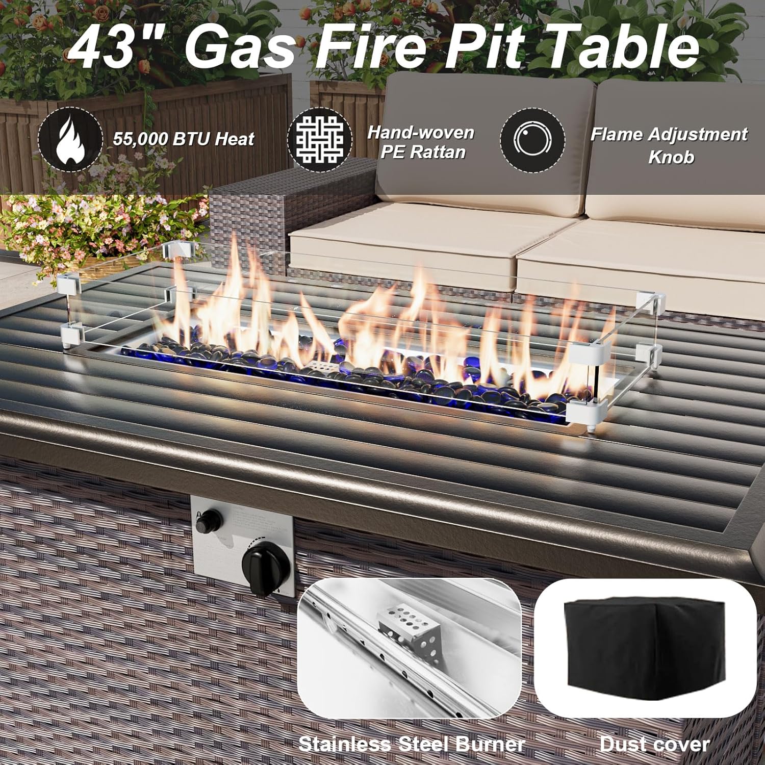 Patio Furniture Set with Fire  - Outdoor Furniture Fire Pit 评论和价格