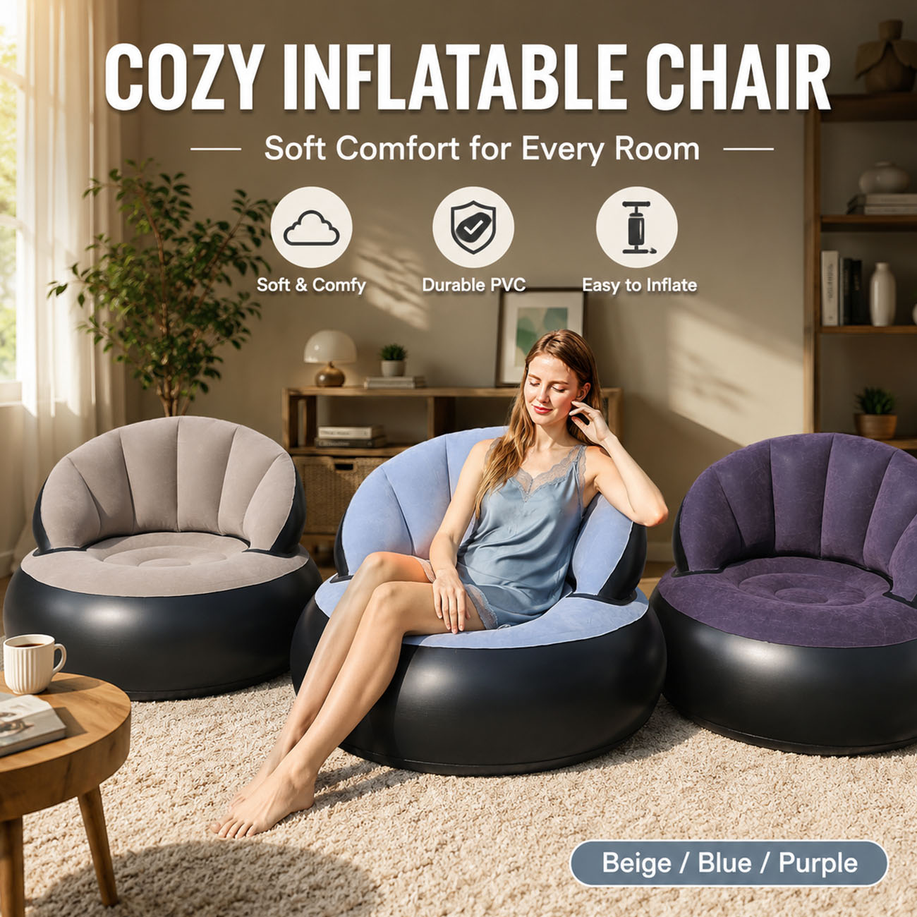 Inflatable Chair for Adults, F - Outdoor Furniture Material 评论和价格